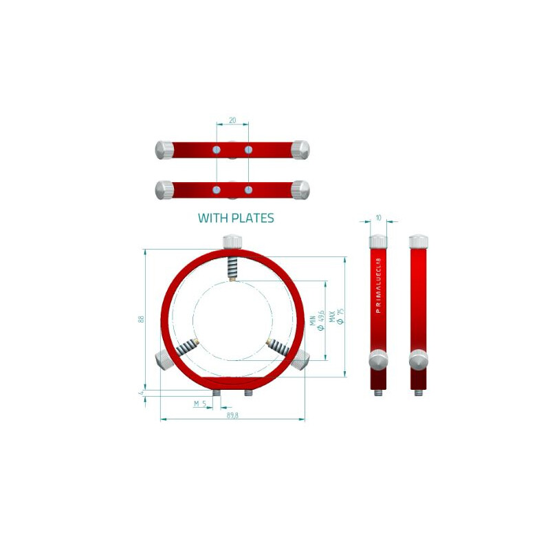 PrimaLuceLab Abrazaderas para telescopios guía PLUS 80mm