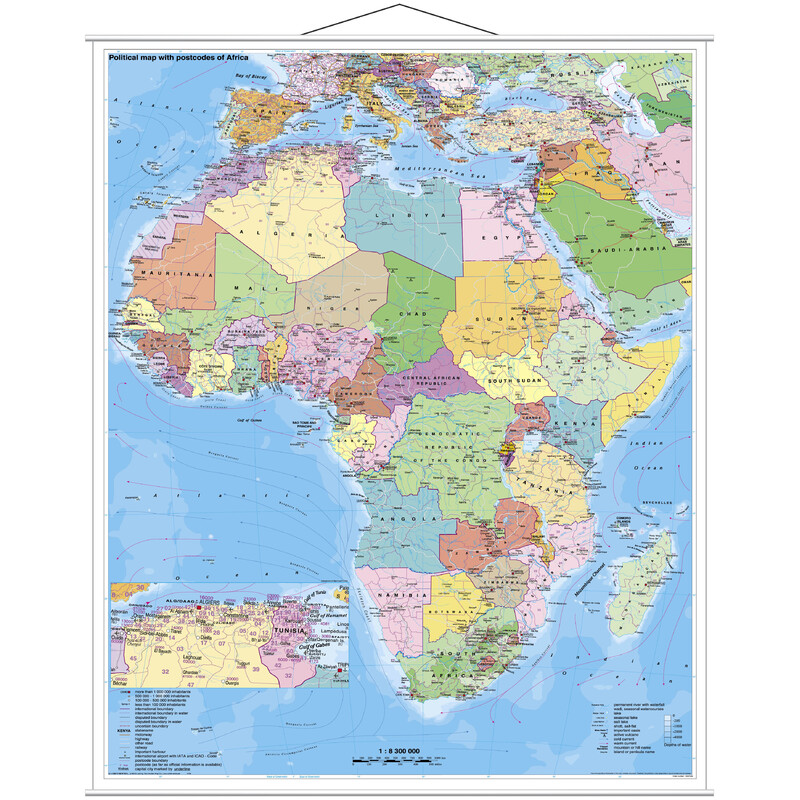 Stiefel Mapa continental África político con código postal