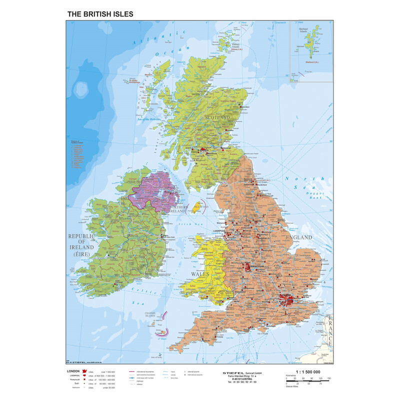Stiefel Mapa antiguo de National Geographic: Islas Británicas e Irlanda político (68 x 98 cm)