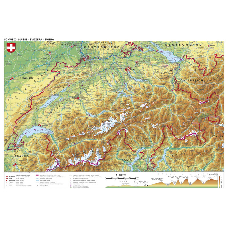 Stiefel Mapa Suiza físico (98 x 68 cm)