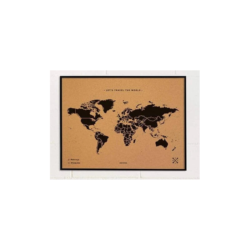 Miss Wood Mapamundi Woody Map Natural Cork L black