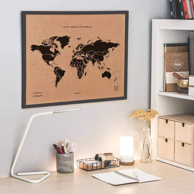 Miss Wood Mapamundi Woody Map Natural Cork XL black