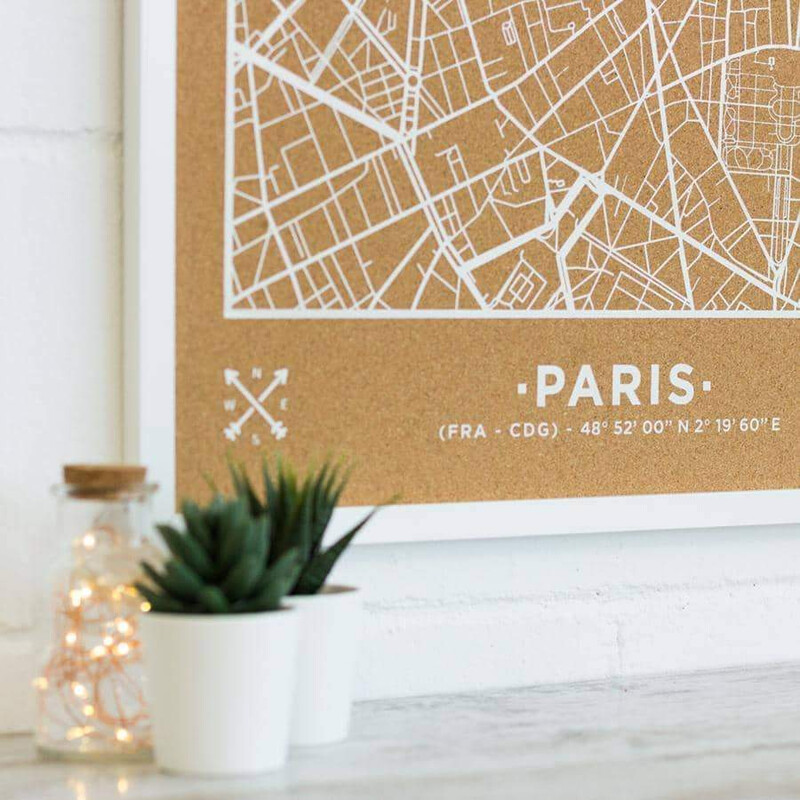 Miss Wood Mapa regional Woody Map Natural Paris XL White