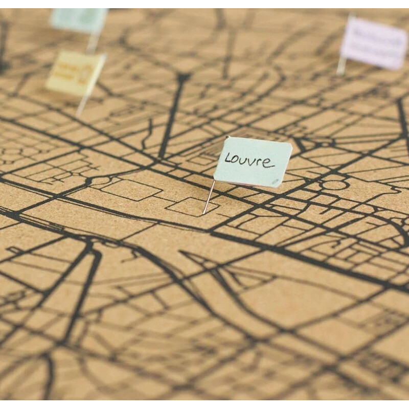 Miss Wood Mapa regional Woody Map Natural París XL Negro