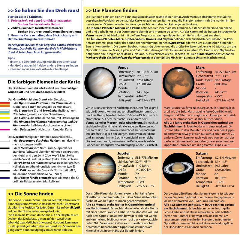 Oculum Verlag Mapa estelar Drehbare Himmelskarte Sterne und Planeten 30cm