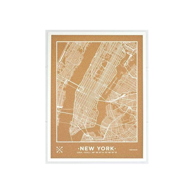 Miss Wood Mapa regional Woody Map Natural New York L White