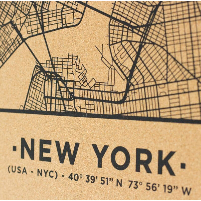 Miss Wood Mapa regional Woody Map Natural New York L Black