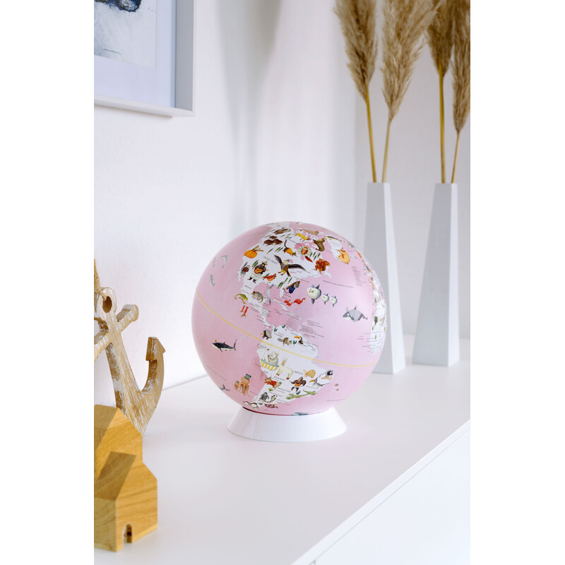 TROIKA Globo terráqueo Wildlife World Pink 25cm