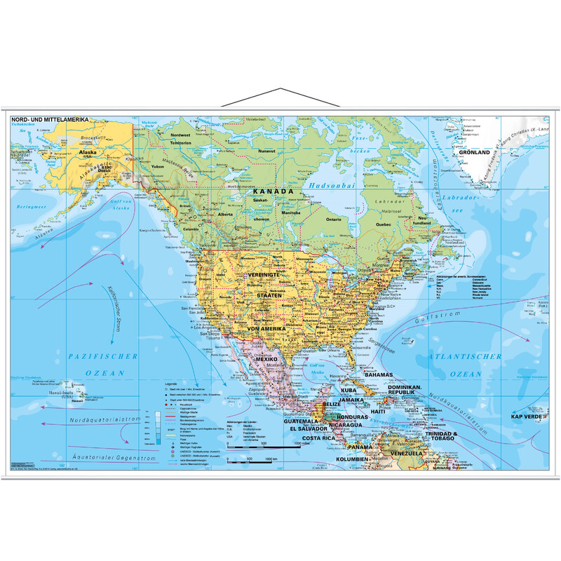 Stiefel Mapa continental Nord- und Mittelamerika politisch (137x89)