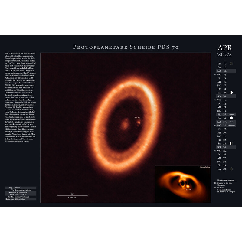 Astronomie-Verlag Calendarios Weltraum-Kalender 2022