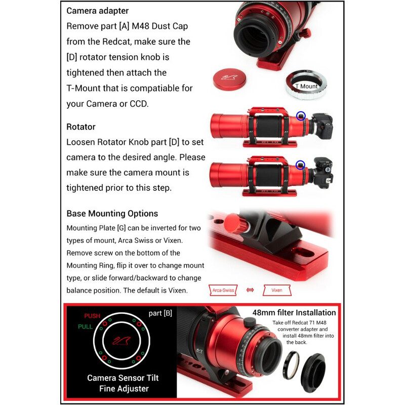 William Optics Refractor apocromático AP 71/350 RedCat 71 OTA