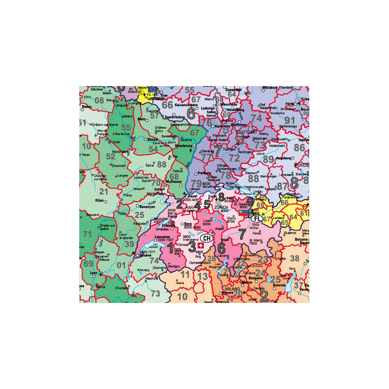 Stiefel Mapa continental Europa Código postal (97 x 119 cm)