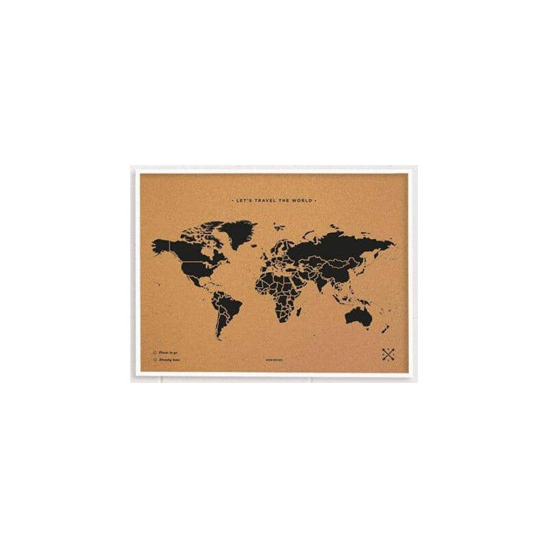 Miss Wood Mapamundi Woody Map Natural Cork L black