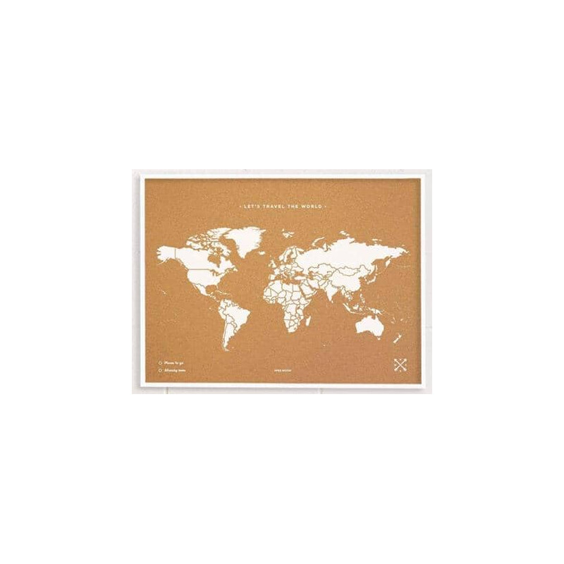 Miss Wood Mapamundi Woody Map Natural Cork XL white