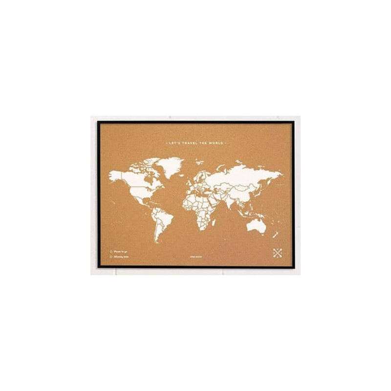 Mapamundi corcho - Woody Map Natural World / 60 x 45 cm / Blanco