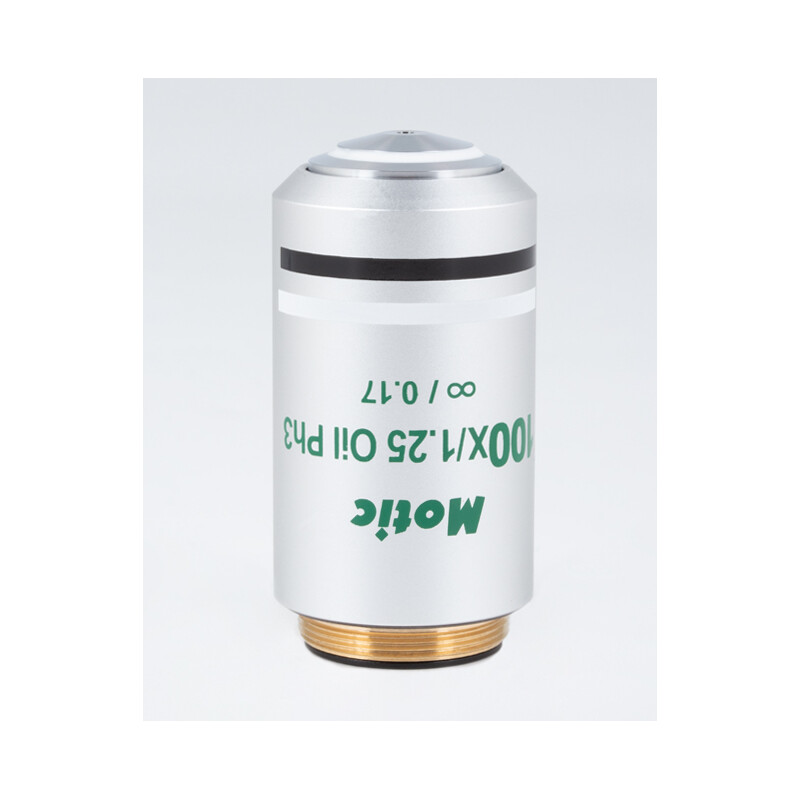Motic Objetivo CCIS, UC PL Ph, 100X / 1.25, wd 0.16 mm, infinity, PL, Ph, oil, S