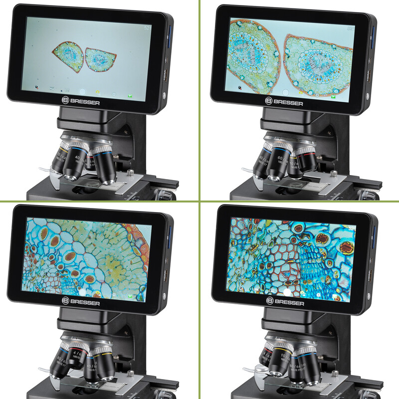 Bresser Microscopio Researcher LCD, pantalla, 40x-600x, DL, LED, 16MP