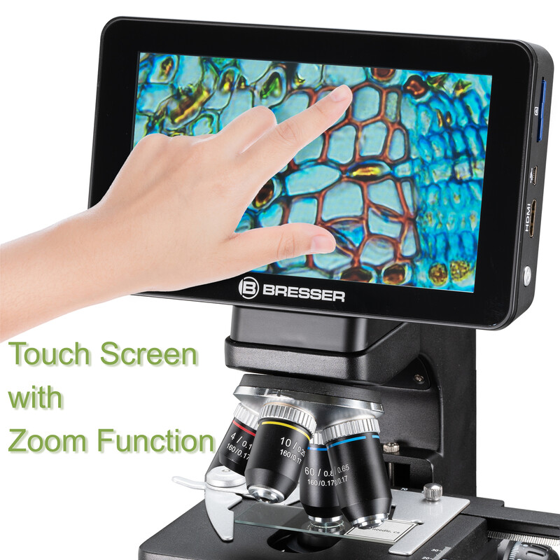 Bresser Microscopio Researcher LCD, pantalla, 40x-600x, DL, LED, 16MP