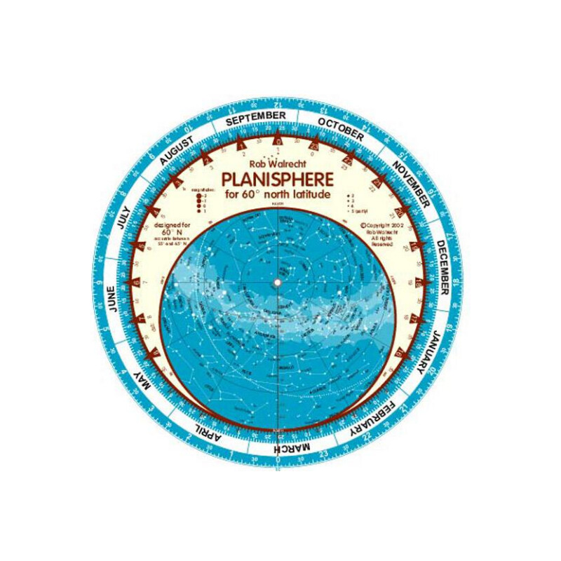 Rob Walrecht Mapa estelar Planisphere 60°N 25cm