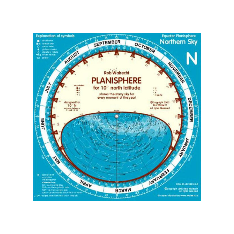 Rob Walrecht Mapa estelar Planisferio 0° Ecuador 25 cm