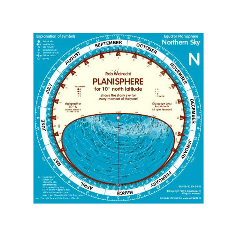 Rob Walrecht Mapa estelar Planisphere 0° Equator 25cm