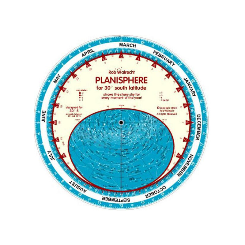 Rob Walrecht Mapa estelar planisferio 30°S 25cm