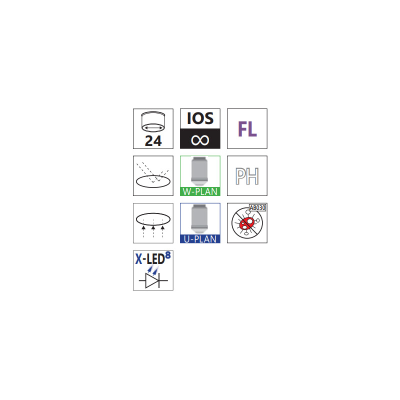Optika Microscopio invertido IM-5FLD, FL, trino, inverso, 10x24 mm, AL/DL, LED 5 W, 8 W w.o. objetivos
