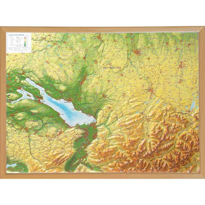 Georelief Mapa regional Allgäu Bodensee 3D Reliefkarte (77 x 57 cm)