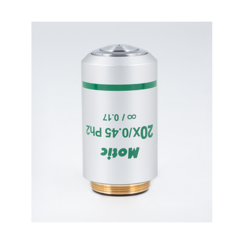 Motic Objetivos 20X / 0,45, ancho 0,8 mm, CCIS, UC plano, fase positiva Ph2, infinito
