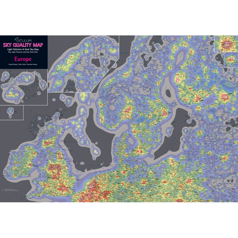 Oculum Verlag Mapa continental Sky Quality Map Europe