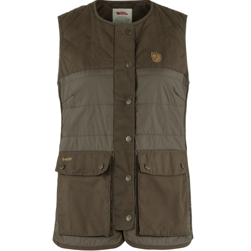 Fjällräven Chaleco acolchado Forest Wool W, 633 Dark Olive, XS