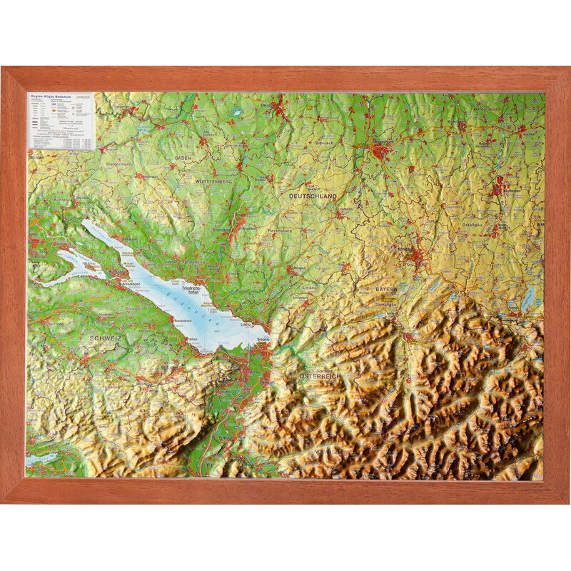 Georelief Algovia, lago Constanza, pequeño, mapa en relieve 3D
