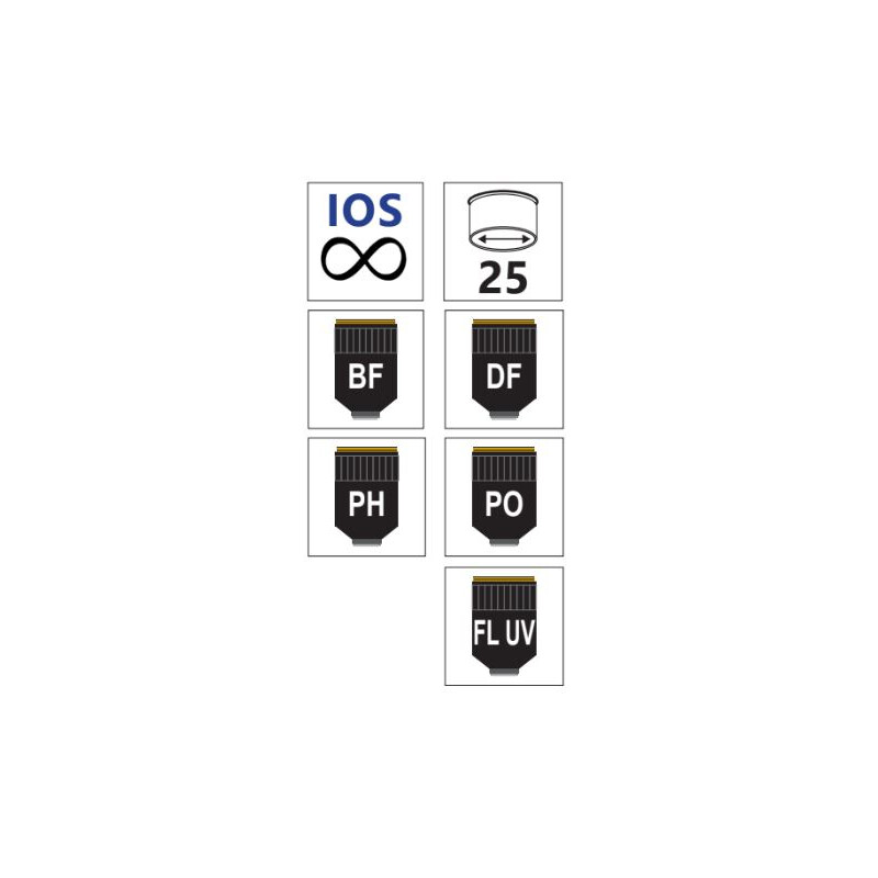 Optika objetivo IOS U-Plan F (Semi-Apo) PH 4x/0,13, M-1320