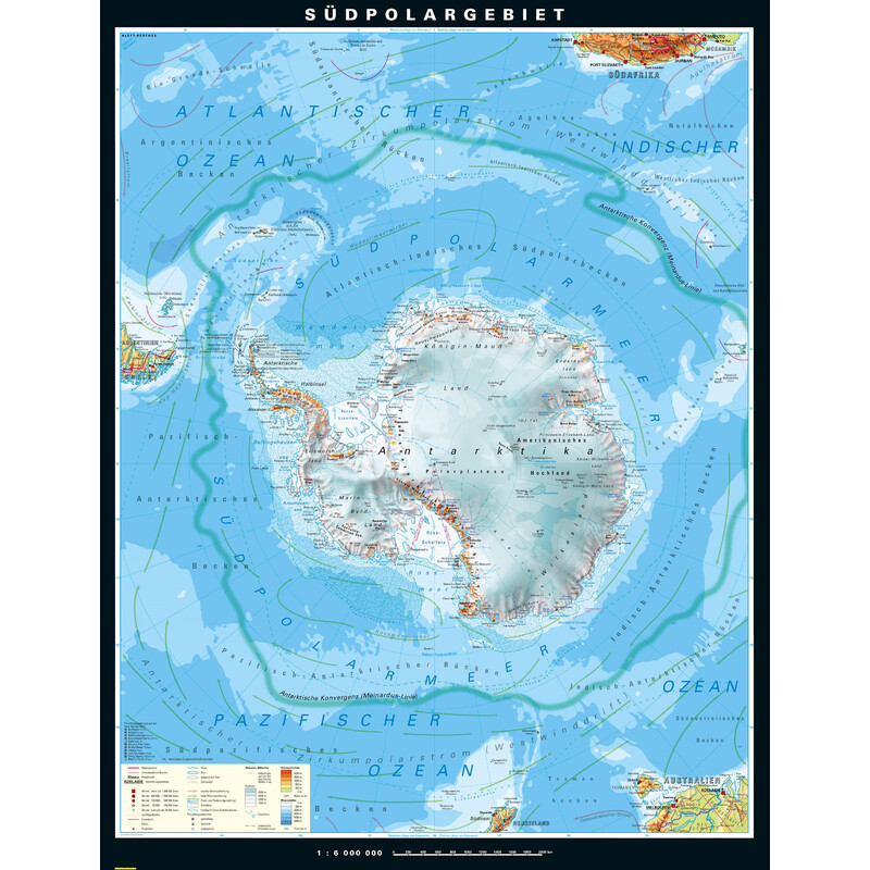 PONS Mapa regional Südpolargebiet physisch (210 x 230 cm)