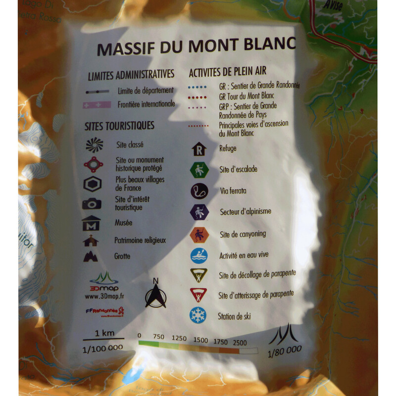 3Dmap Mapa regional Massif du Mont Blanc (41 cm x 61 cm)