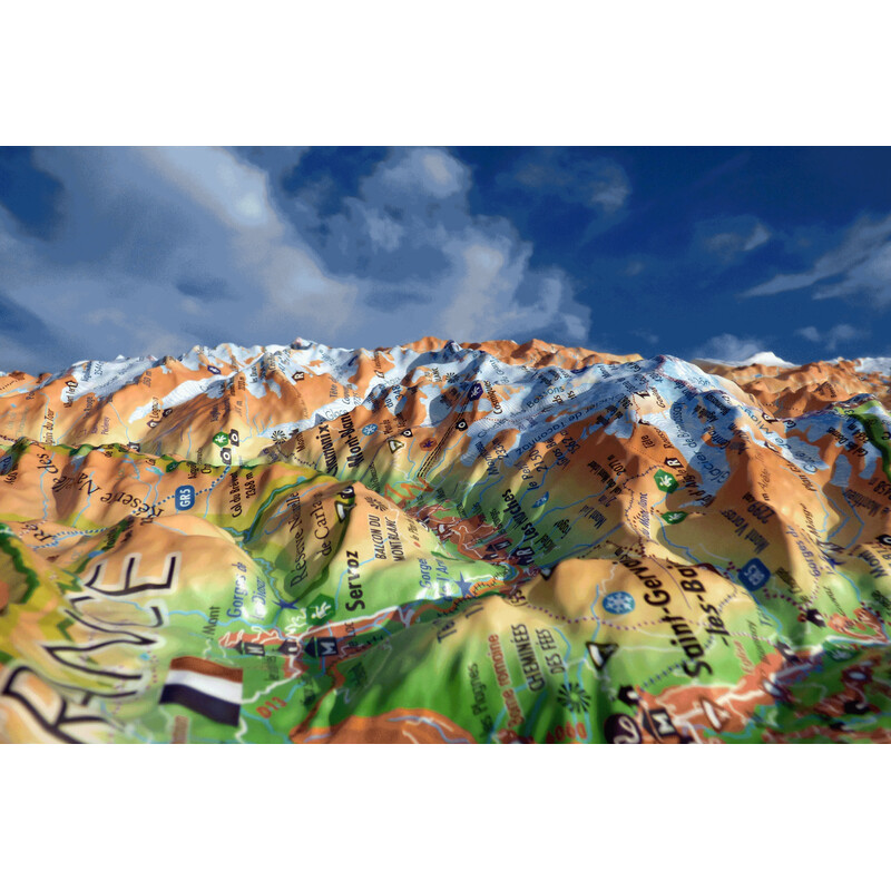 3Dmap Mapa regional Massif du Mont Blanc (41 cm x 61 cm)