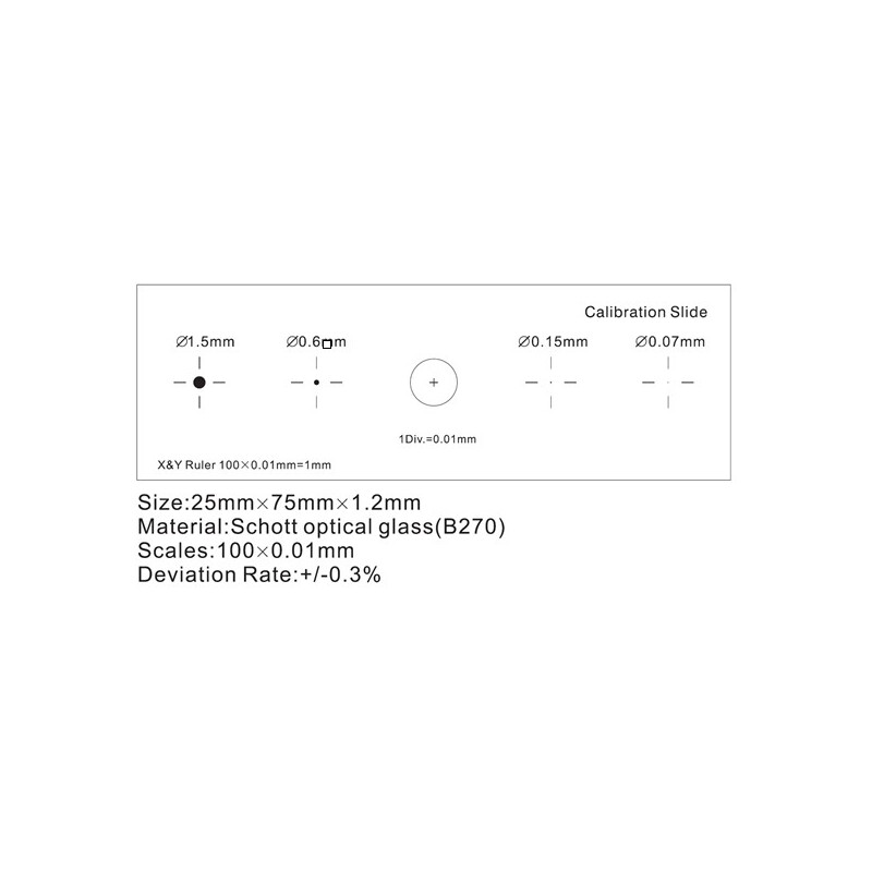 ToupTek Micrómetro de objetos, trama (X&Y) 1 mm/100 Div.x0,01 mm