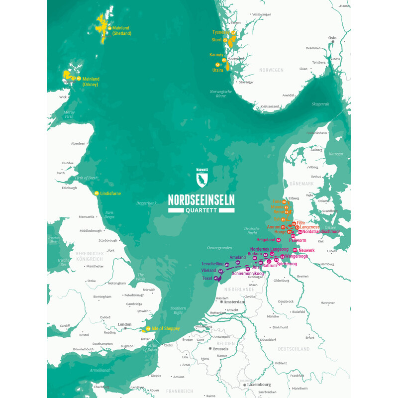 Marmota Maps Cuarteto de islas del Mar del Norte