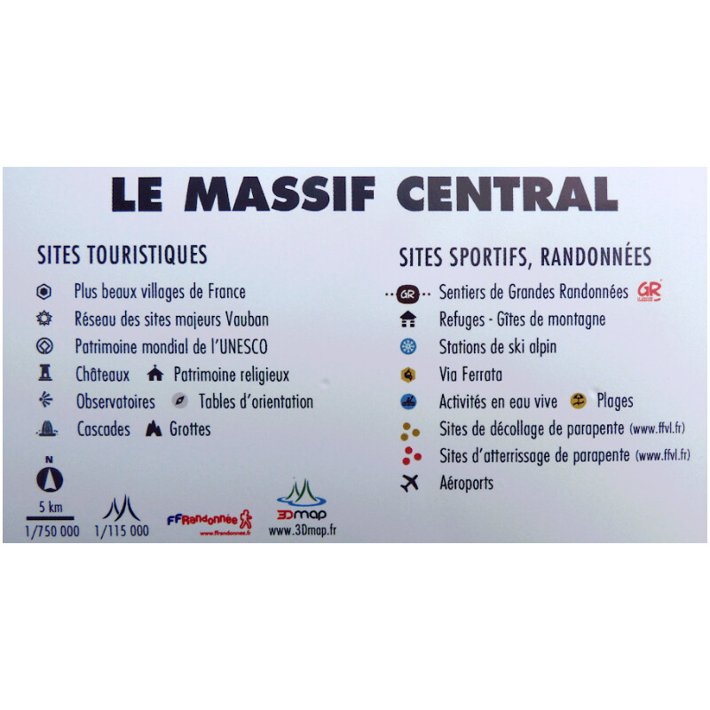 3Dmap Mapa regional Le Massif Central