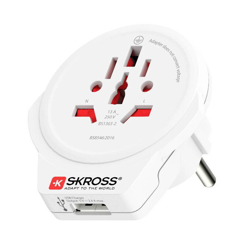 Skross Fuente energética Reiseadapter World to Europe USB 1.0