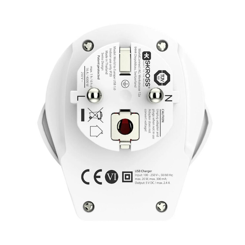 Skross Fuente energética Adaptador de viaje World to Europe USB 1.0
