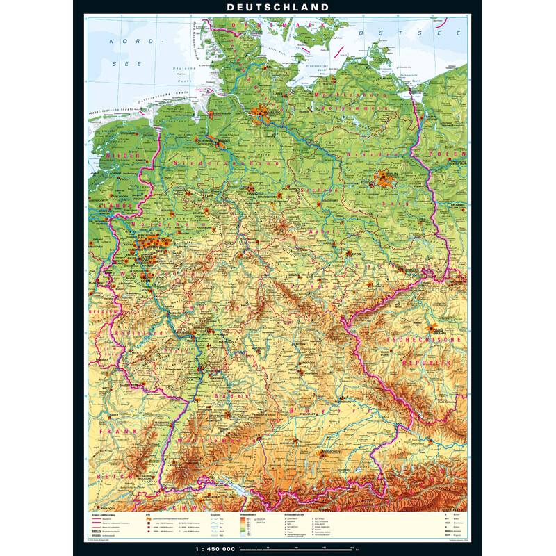 PONS Mapa Alemania físico (162 x 219 cm)