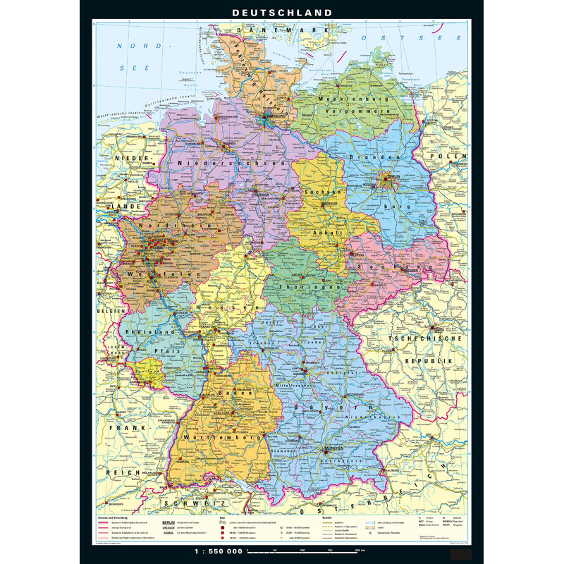 PONS Mapa Deutschland physisch und politisch (133 x 186 cm)