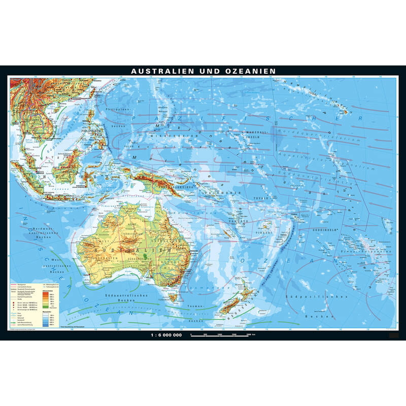 PONS Mapa regional Australia y Oceanía físico (233 x 158 cm)