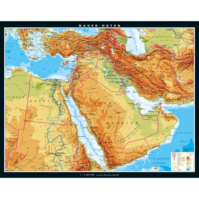 PONS Mapa regional Medio Oriente físico (203 x 158 cm)