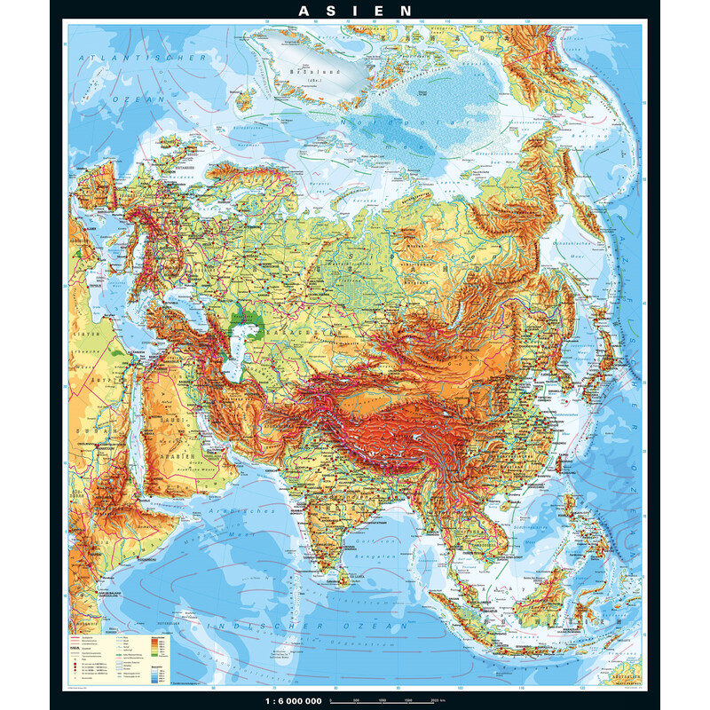 PONS Mapa continental Asia físico (196 x 228 cm)
