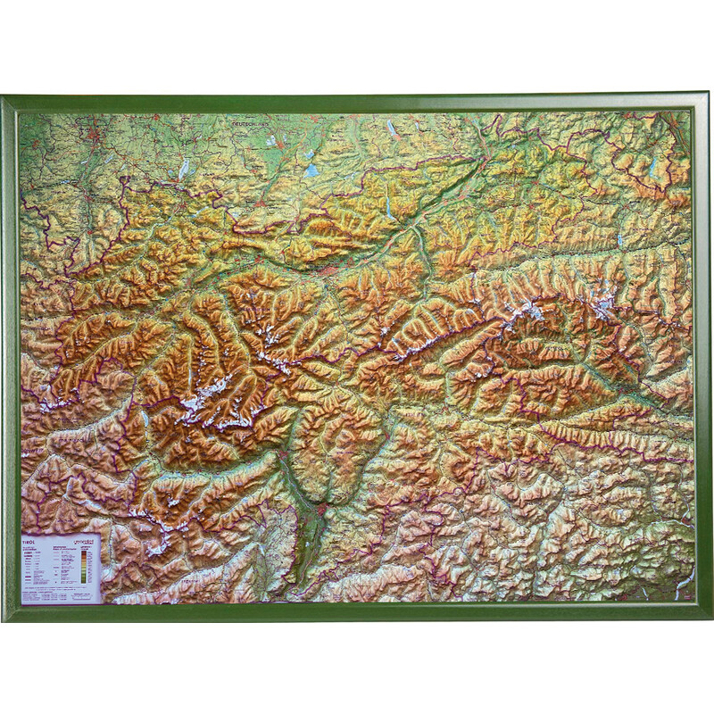 Georelief Tirol (78 x 58 cm) Mapa en relieve 3D con marco de madera