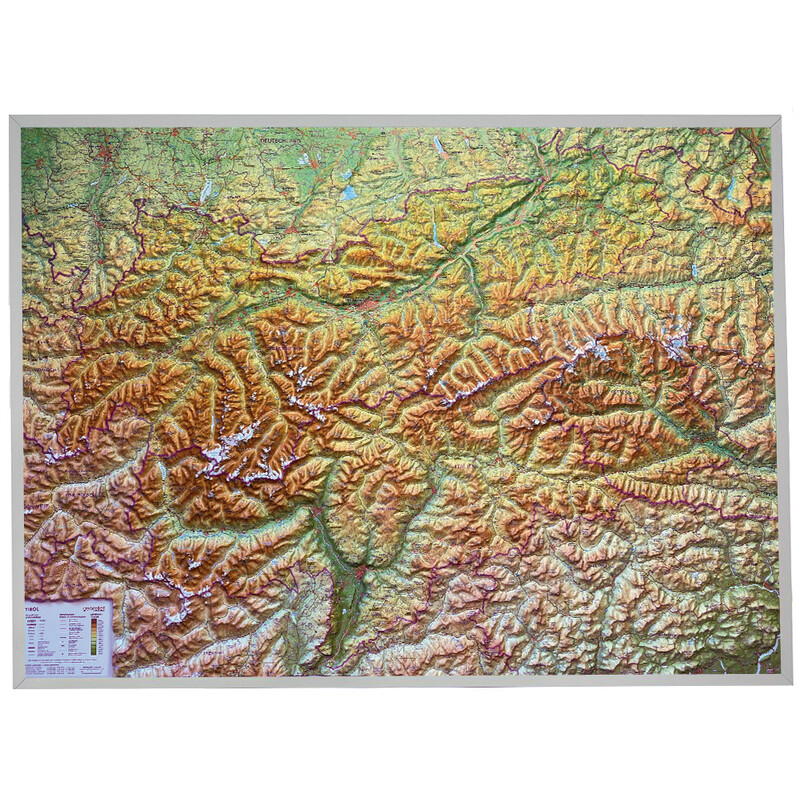 Georelief Tirol (77 x 57 cm) Mapa en relieve en 3D con marco de aluminio Imágenes