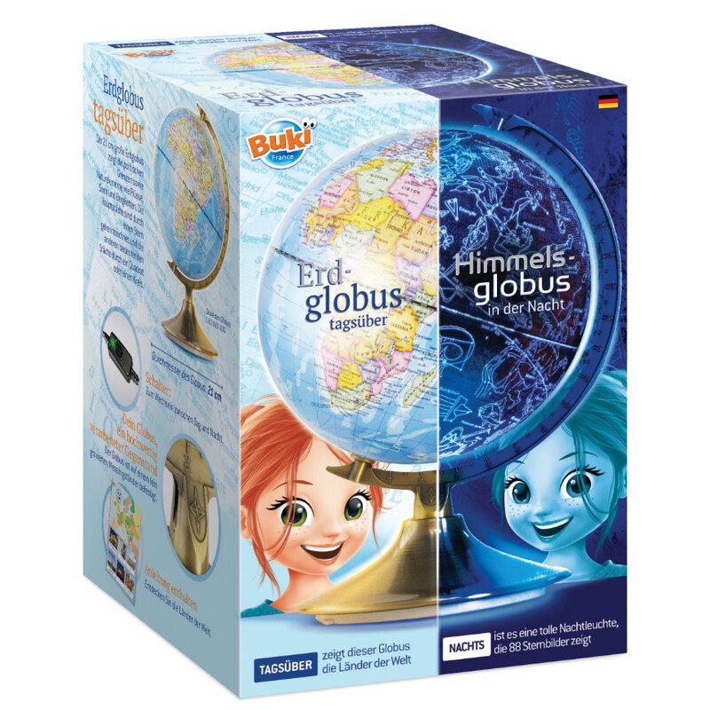 Buki Globo terráqueo infantil Tag und Nacht Globus 21cm