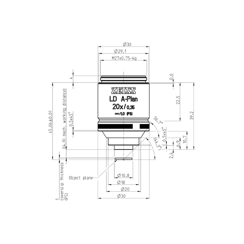 ZEISS Objetivos LD A-Plan 20x/0,35 wd=4,9mm